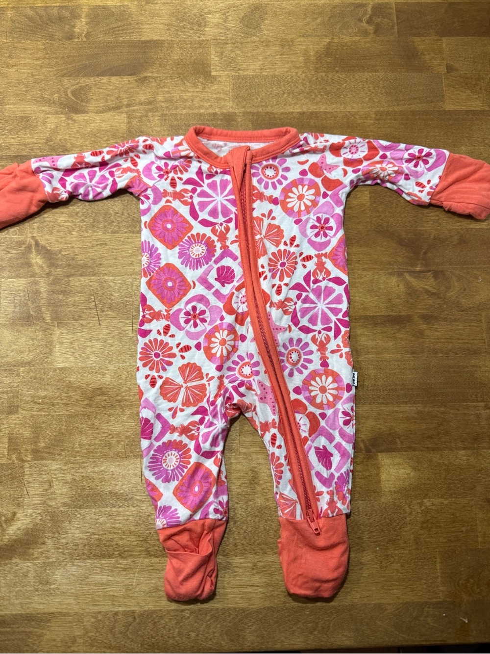 Little Sleepies preemie Baby Girls' Pink & Coral Floral One-Piece Footed Pajamas